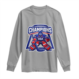 USA Ice Hockey Long Sleeve Shirt America Champions Patriotic Ice Hockey Team Fan TS10 Sport Gray Print Your Wear