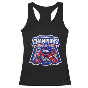 USA Ice Hockey Racerback Tank Top America Champions Patriotic Ice Hockey Team Fan TS10 Black Print Your Wear