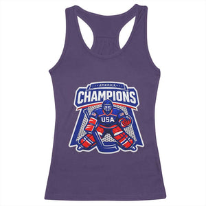 USA Ice Hockey Racerback Tank Top America Champions Patriotic Ice Hockey Team Fan TS10 Purple Print Your Wear