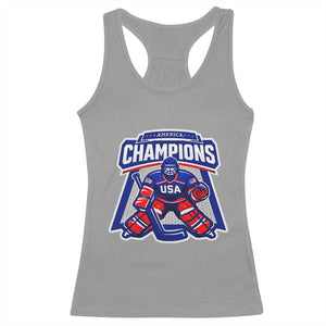USA Ice Hockey Racerback Tank Top America Champions Patriotic Ice Hockey Team Fan TS10 Sport Gray Print Your Wear