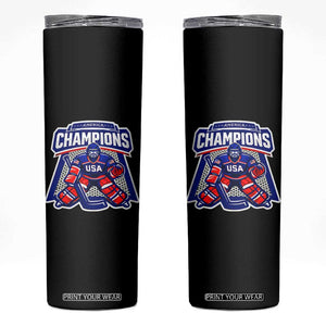 USA Ice Hockey Skinny Tumbler America Champions Patriotic Ice Hockey Team Fan TS10 Black Print Your Wear