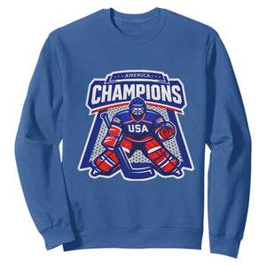 USA Ice Hockey Sweatshirt America Champions Patriotic Ice Hockey Team Fan TS10 Royal Blue Print Your Wear