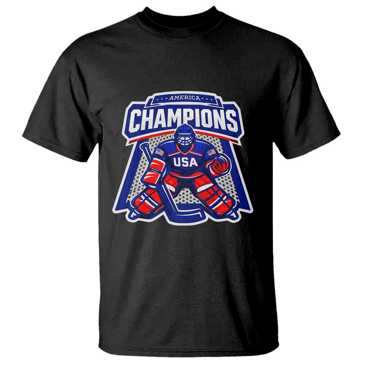 USA Ice Hockey T Shirt America Champions Patriotic Ice Hockey Team Fan TS10 Black Print Your Wear