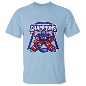 USA Ice Hockey T Shirt America Champions Patriotic Ice Hockey Team Fan TS10 Light Blue Print Your Wear