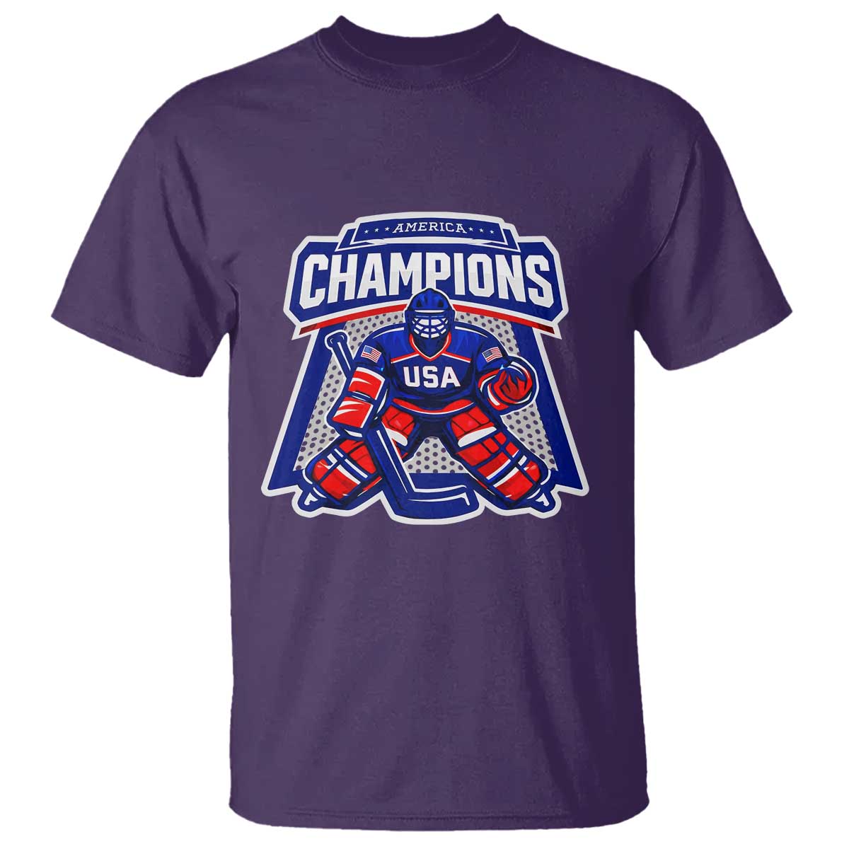 USA Ice Hockey T Shirt America Champions Patriotic Ice Hockey Team Fan TS10 Purple Print Your Wear