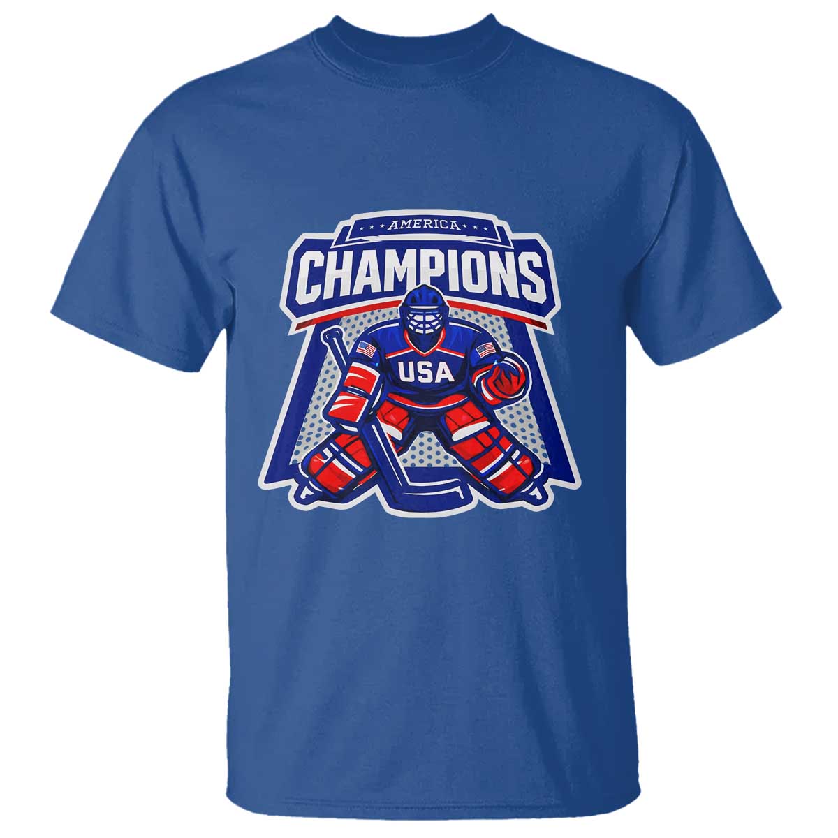 USA Ice Hockey T Shirt America Champions Patriotic Ice Hockey Team Fan TS10 Royal Blue Print Your Wear