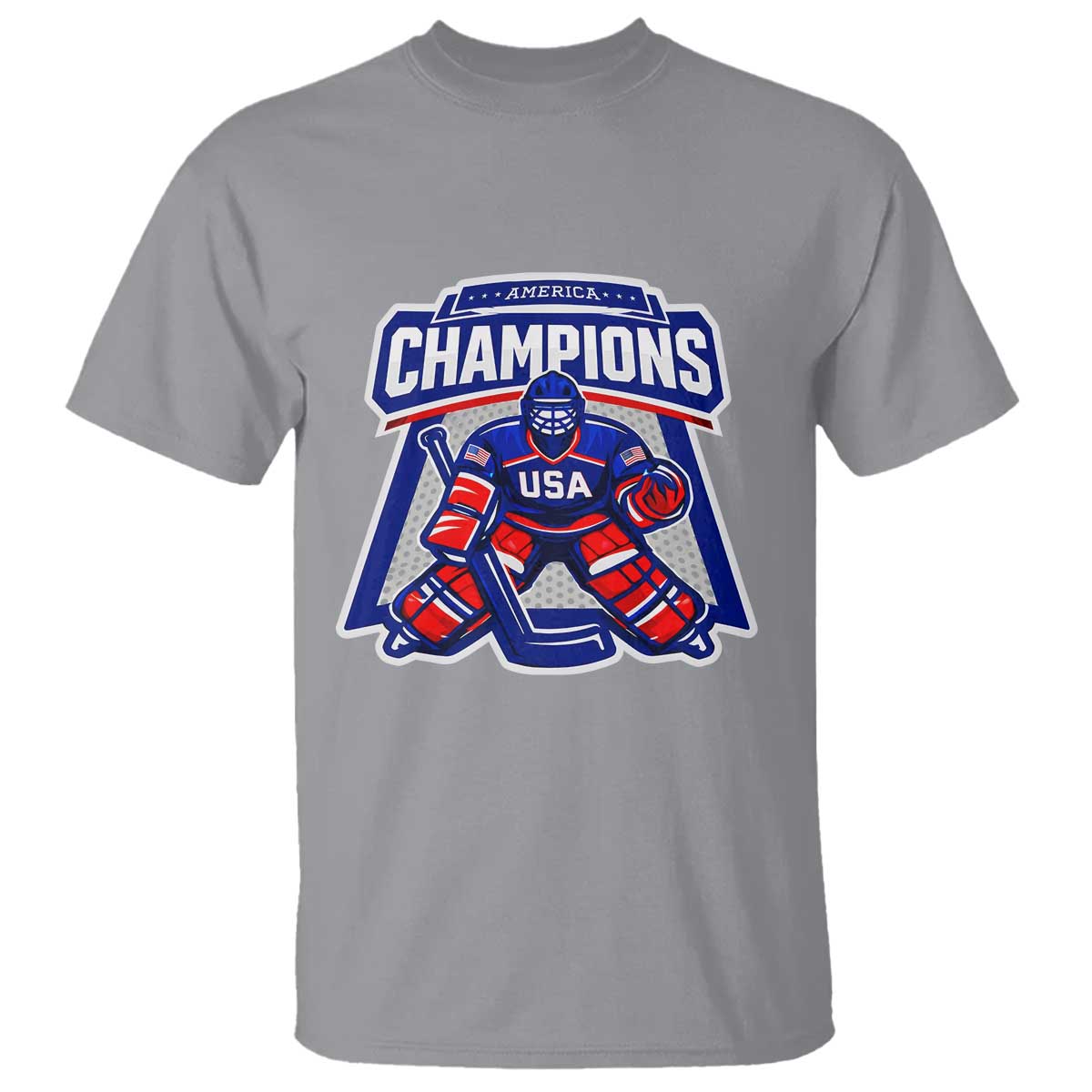 USA Ice Hockey T Shirt America Champions Patriotic Ice Hockey Team Fan TS10 Sport Gray Print Your Wear