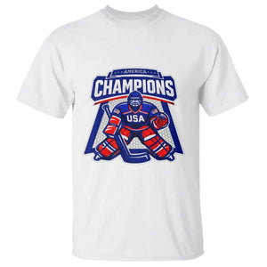 USA Ice Hockey T Shirt America Champions Patriotic Ice Hockey Team Fan TS10 White Print Your Wear