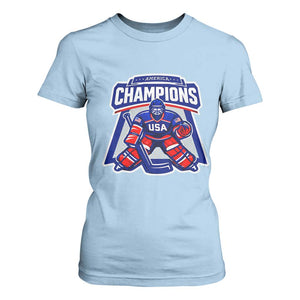 USA Ice Hockey T Shirt For Women America Champions Patriotic Ice Hockey Team Fan TS10 Light Blue Print Your Wear