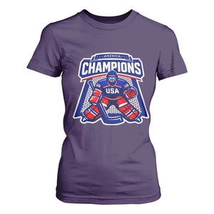 USA Ice Hockey T Shirt For Women America Champions Patriotic Ice Hockey Team Fan TS10 Purple Print Your Wear