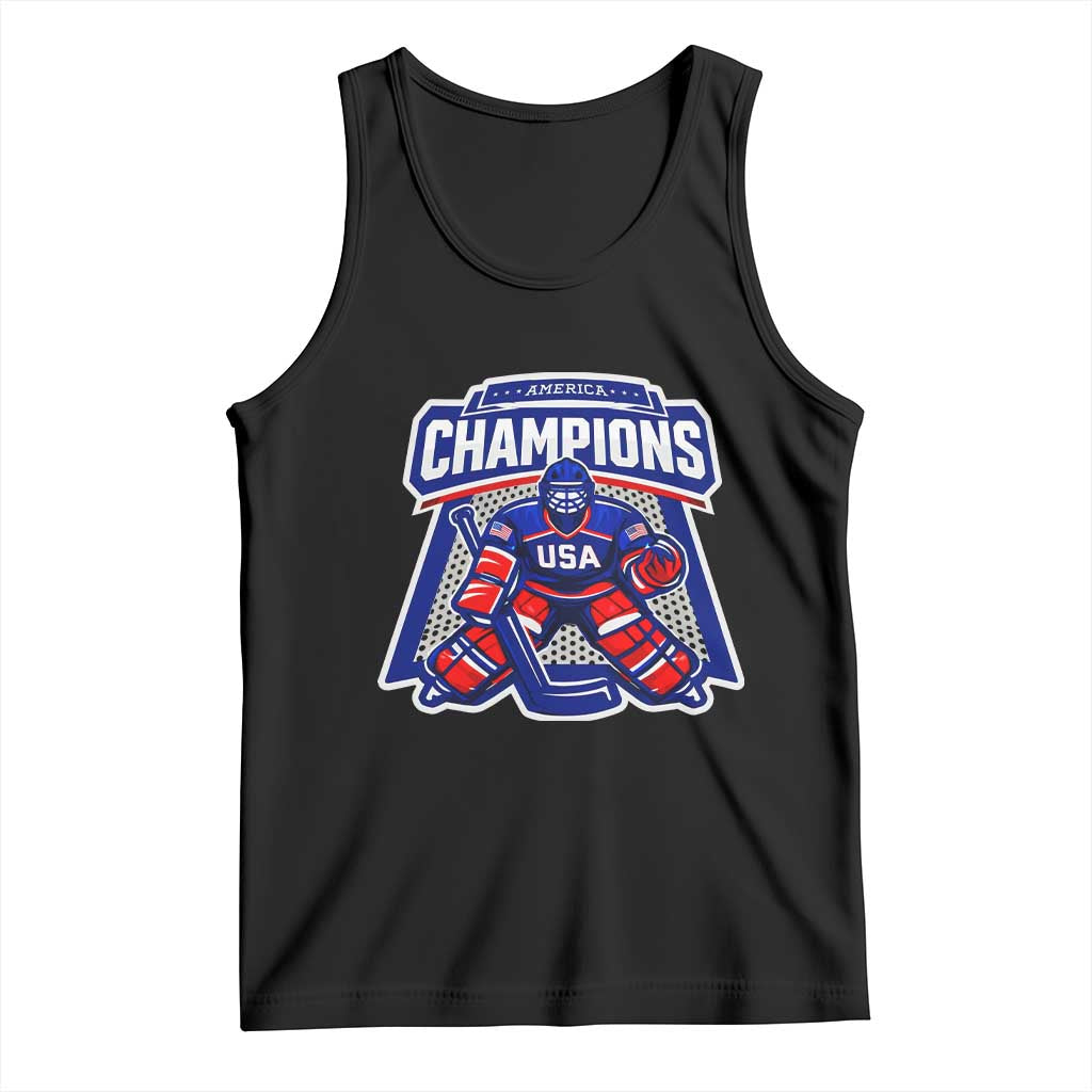 USA Ice Hockey Tank Top America Champions Patriotic Ice Hockey Team Fan TS10 Black Print Your Wear