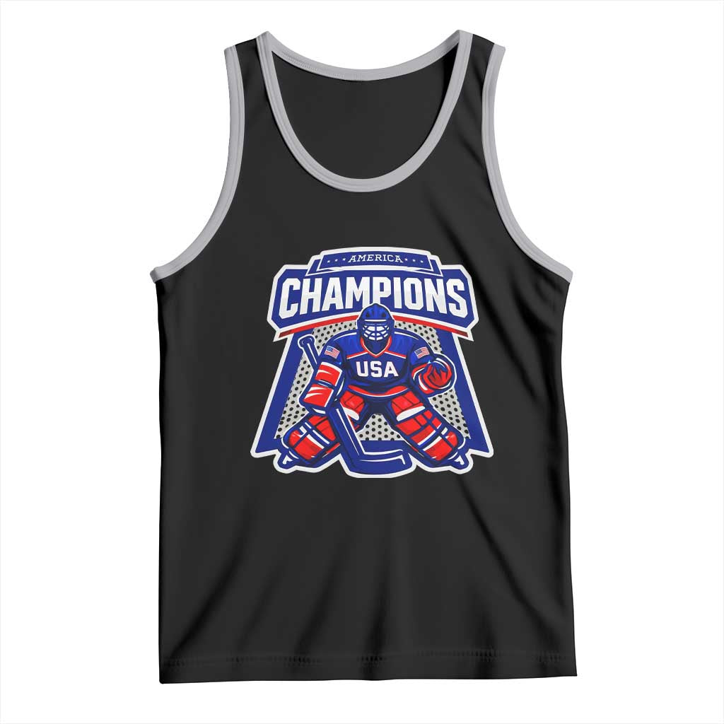 USA Ice Hockey Tank Top America Champions Patriotic Ice Hockey Team Fan TS10 Black Athletic Heather Print Your Wear