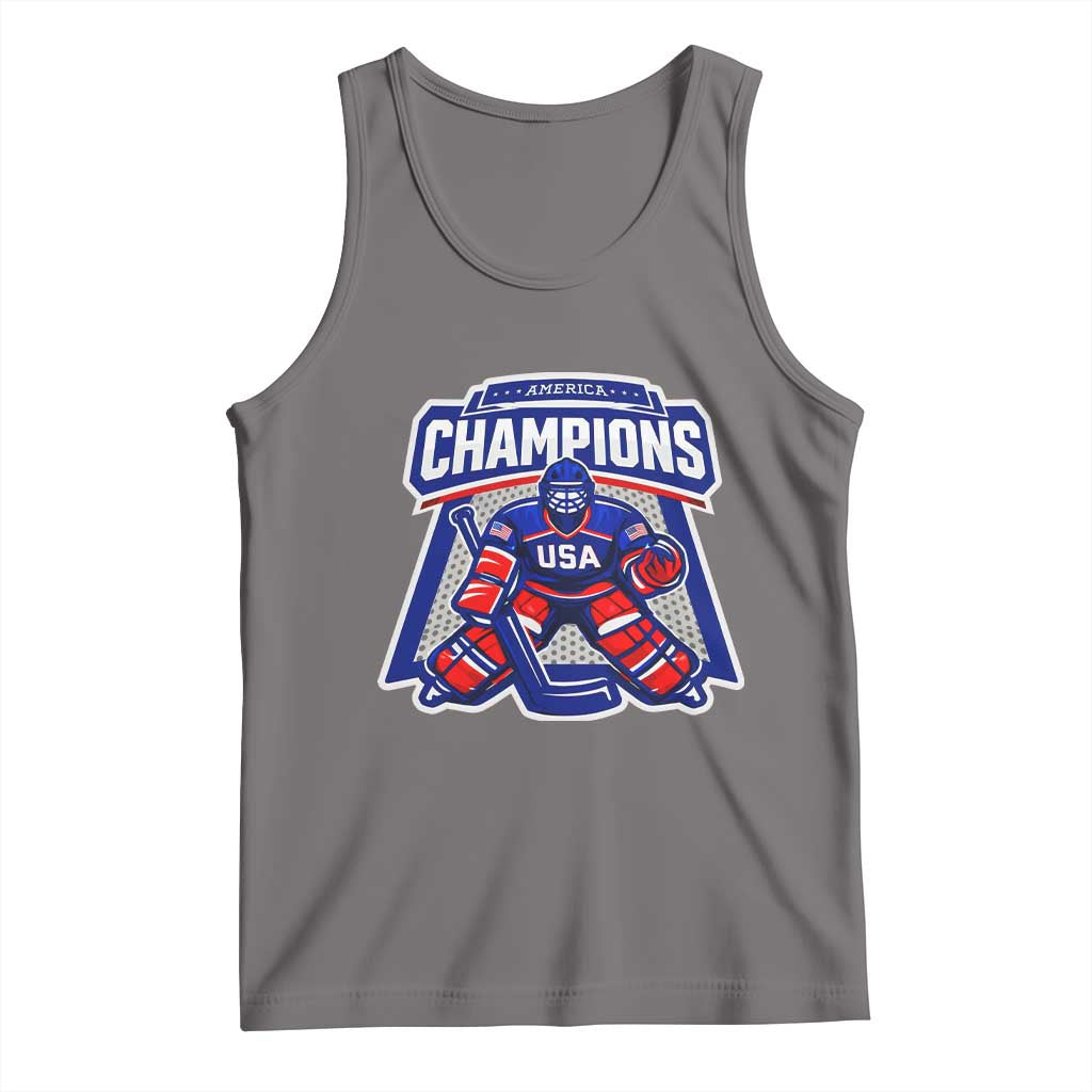 USA Ice Hockey Tank Top America Champions Patriotic Ice Hockey Team Fan TS10 Deep Heather Print Your Wear