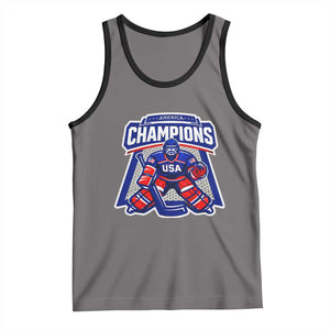 USA Ice Hockey Tank Top America Champions Patriotic Ice Hockey Team Fan TS10 Deep Heather Black Print Your Wear