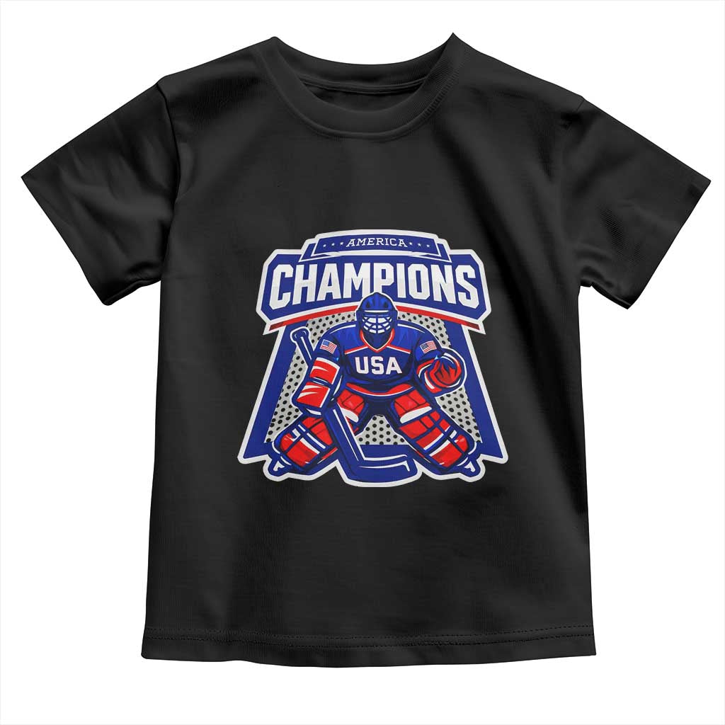 USA Ice Hockey Toddler T Shirt America Champions Patriotic Ice Hockey Team Fan TS10 Black Print Your Wear