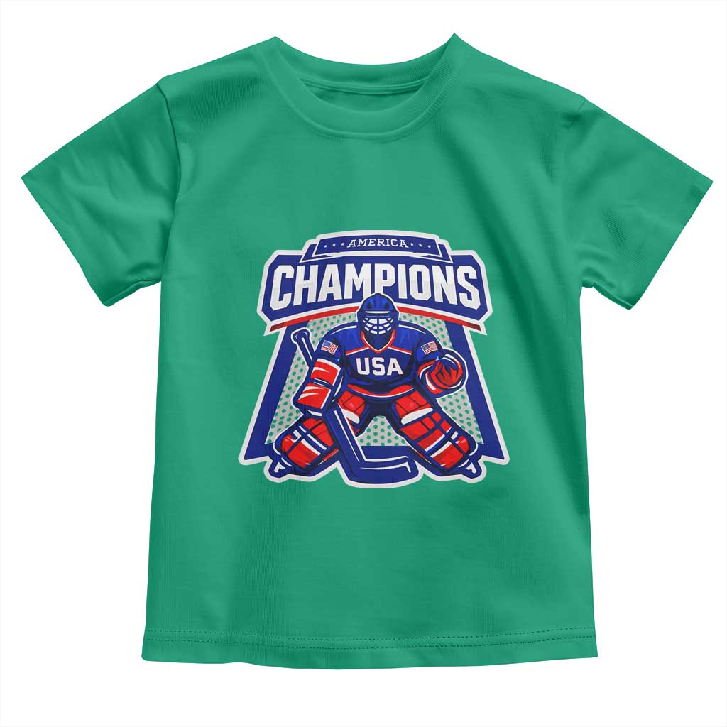 USA Ice Hockey Toddler T Shirt America Champions Patriotic Ice Hockey Team Fan TS10 Irish Green Print Your Wear