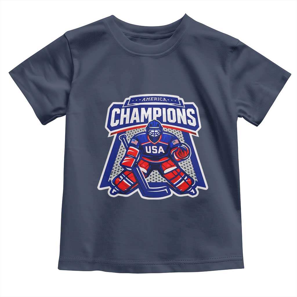 USA Ice Hockey Toddler T Shirt America Champions Patriotic Ice Hockey Team Fan TS10 Navy Print Your Wear