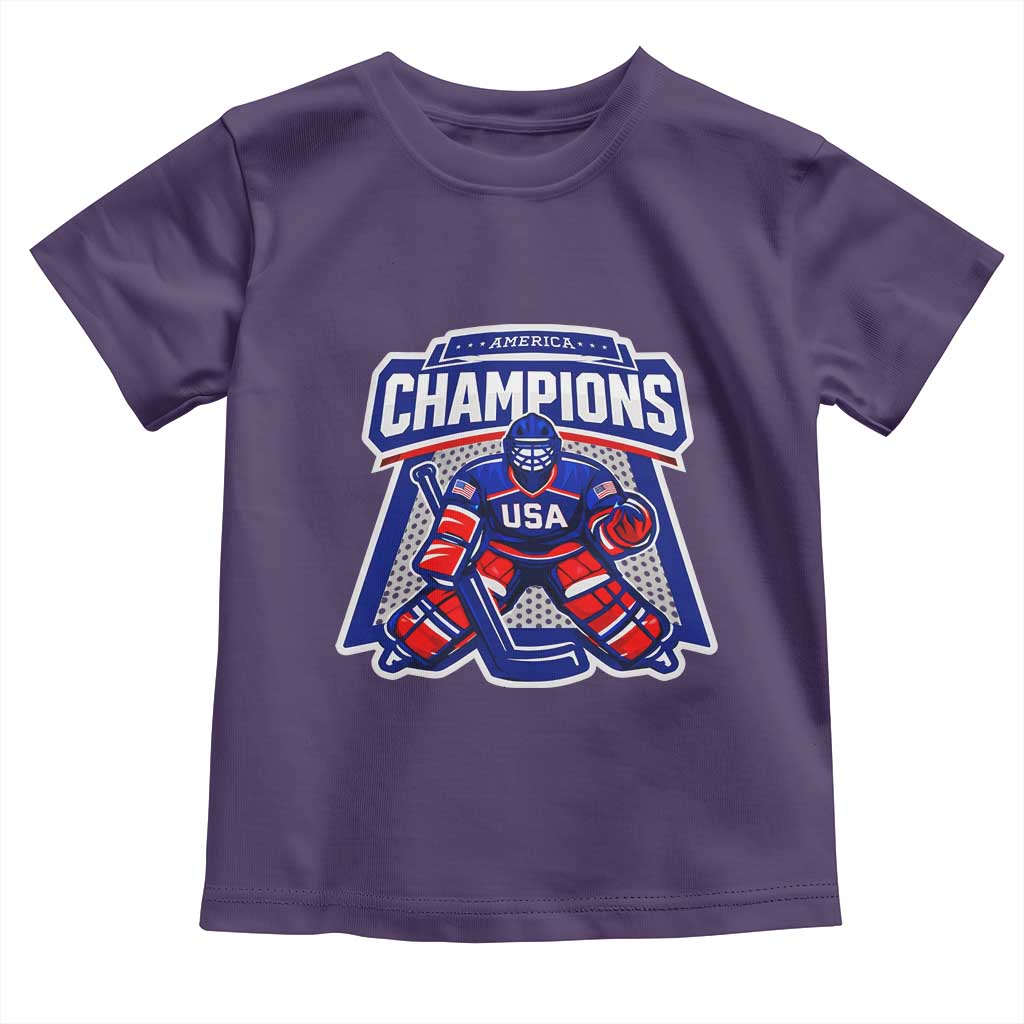 USA Ice Hockey Toddler T Shirt America Champions Patriotic Ice Hockey Team Fan TS10 Purple Print Your Wear