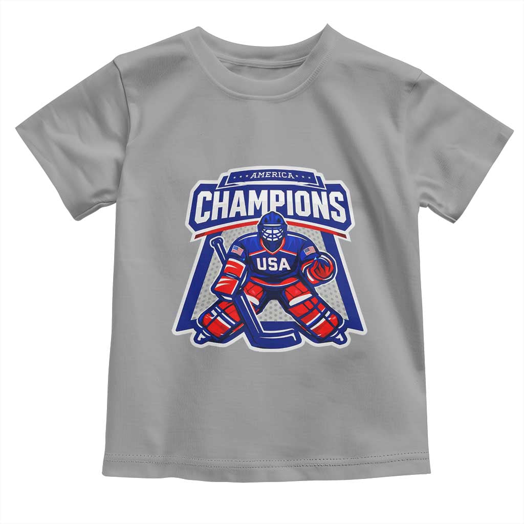 USA Ice Hockey Toddler T Shirt America Champions Patriotic Ice Hockey Team Fan TS10 Sport Gray Print Your Wear