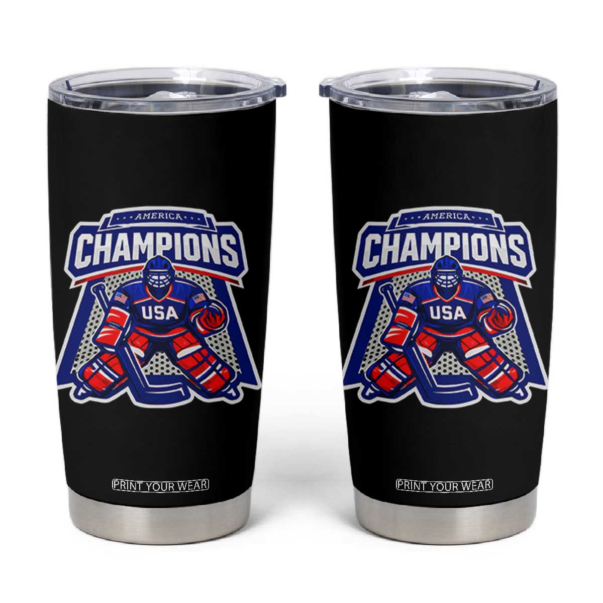 USA Ice Hockey Tumbler Cup America Champions Patriotic Ice Hockey Team Fan TS10 Black Print Your Wear