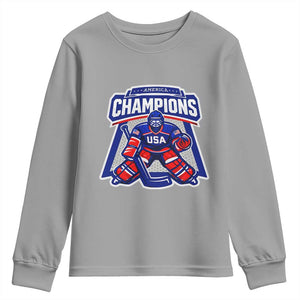 USA Ice Hockey Youth Sweatshirt America Champions Patriotic Ice Hockey Team Fan TS10 Sport Gray Print Your Wear