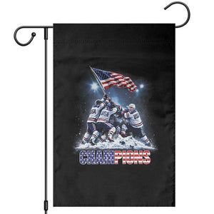USA Ice Hockey Garden Flag Hockey Champions 2026 USA Players Raising Flag On Ice TS10 Black Print Your Wear