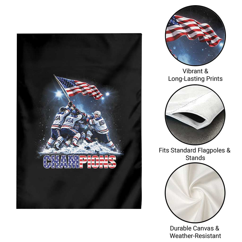 USA Ice Hockey Garden Flag Hockey Champions 2026 USA Players Raising Flag On Ice TS10 Print Your Wear
