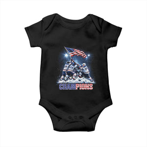 USA Ice Hockey Baby Onesie Hockey Champions 2026 USA Players Raising Flag On Ice TS10 Black Print Your Wear