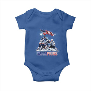 USA Ice Hockey Baby Onesie Hockey Champions 2026 USA Players Raising Flag On Ice TS10 Royal Blue Print Your Wear