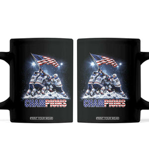 USA Ice Hockey Coffee Mug Hockey Champions 2026 USA Players Raising Flag On Ice TS10 Black Print Your Wear