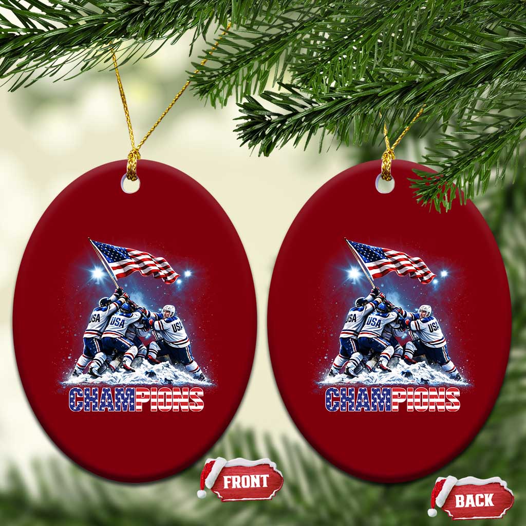 USA Ice Hockey Ceramic Ornament Hockey Champions 2026 USA Players Raising Flag On Ice TS10 Print Your Wear