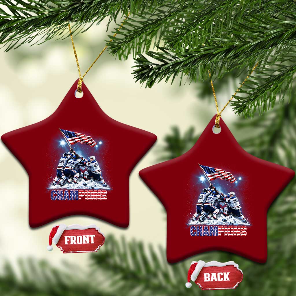 USA Ice Hockey Ceramic Ornament Hockey Champions 2026 USA Players Raising Flag On Ice TS10 Print Your Wear