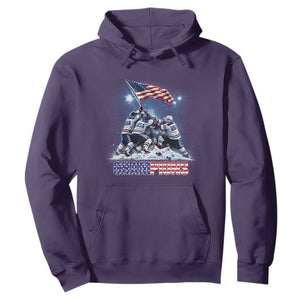 USA Ice Hockey Hoodie Hockey Champions 2026 USA Players Raising Flag On Ice TS10 Purple Print Your Wear