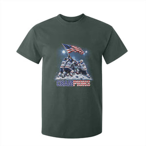 USA Ice Hockey T Shirt For Kid Hockey Champions 2026 USA Players Raising Flag On Ice TS10 Dark Forest Green Print Your Wear