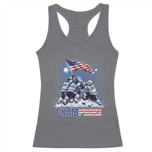 USA Ice Hockey Racerback Tank Top Hockey Champions 2026 USA Players Raising Flag On Ice TS10 Charcoal Print Your Wear