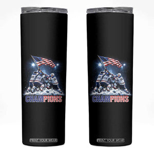 USA Ice Hockey Skinny Tumbler Hockey Champions 2026 USA Players Raising Flag On Ice TS10 Black Print Your Wear