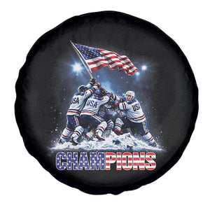 USA Ice Hockey Spare Tire Cover Hockey Champions 2026 USA Players Raising Flag On Ice TS10 Print Your Wear