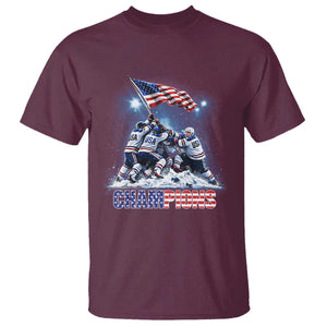 USA Ice Hockey T Shirt Hockey Champions 2026 USA Players Raising Flag On Ice TS10 Maroon Print Your Wear