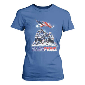 USA Ice Hockey T Shirt For Women Hockey Champions 2026 USA Players Raising Flag On Ice TS10 Royal Blue Print Your Wear