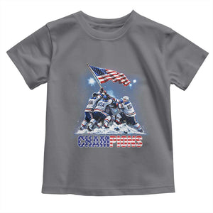 USA Ice Hockey Toddler T Shirt Hockey Champions 2026 USA Players Raising Flag On Ice TS10 Charcoal Print Your Wear