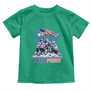USA Ice Hockey Toddler T Shirt Hockey Champions 2026 USA Players Raising Flag On Ice TS10 Irish Green Print Your Wear