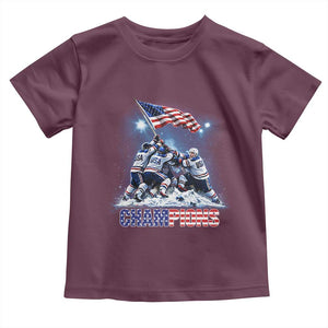 USA Ice Hockey Toddler T Shirt Hockey Champions 2026 USA Players Raising Flag On Ice TS10 Maroon Print Your Wear