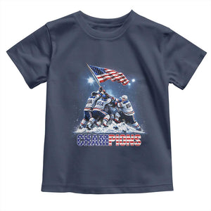 USA Ice Hockey Toddler T Shirt Hockey Champions 2026 USA Players Raising Flag On Ice TS10 Navy Print Your Wear