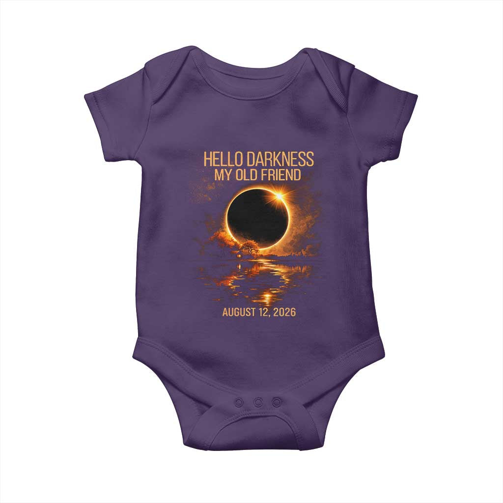 Solar Eclipse 2026 Baby Onesie Hello Darkness 12 August 2026 Totality Gift TS10 Purple Print Your Wear
