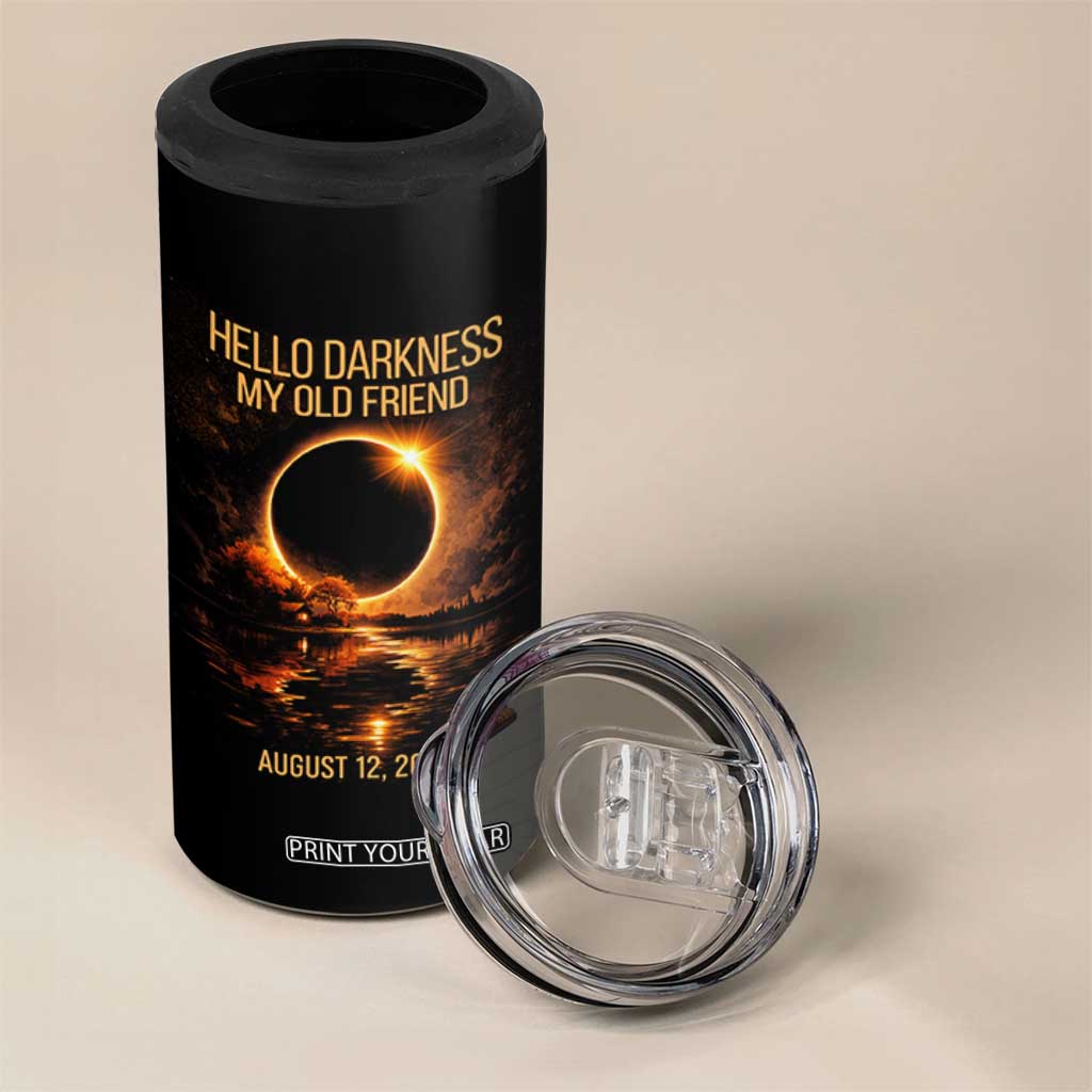 Solar Eclipse 2026 4 in 1 Can Cooler Tumbler Hello Darkness 12 August 2026 Totality Gift TS10 Print Your Wear
