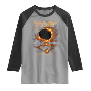 Solar Eclipse 2026 Raglan Shirt Hello Darkness 12 August 2026 Totality Gift TS10 Sport Gray Black Print Your Wear