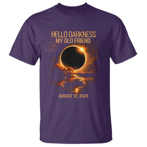 Solar Eclipse 2026 T Shirt Hello Darkness 12 August 2026 Totality Gift TS10 Purple Print Your Wear