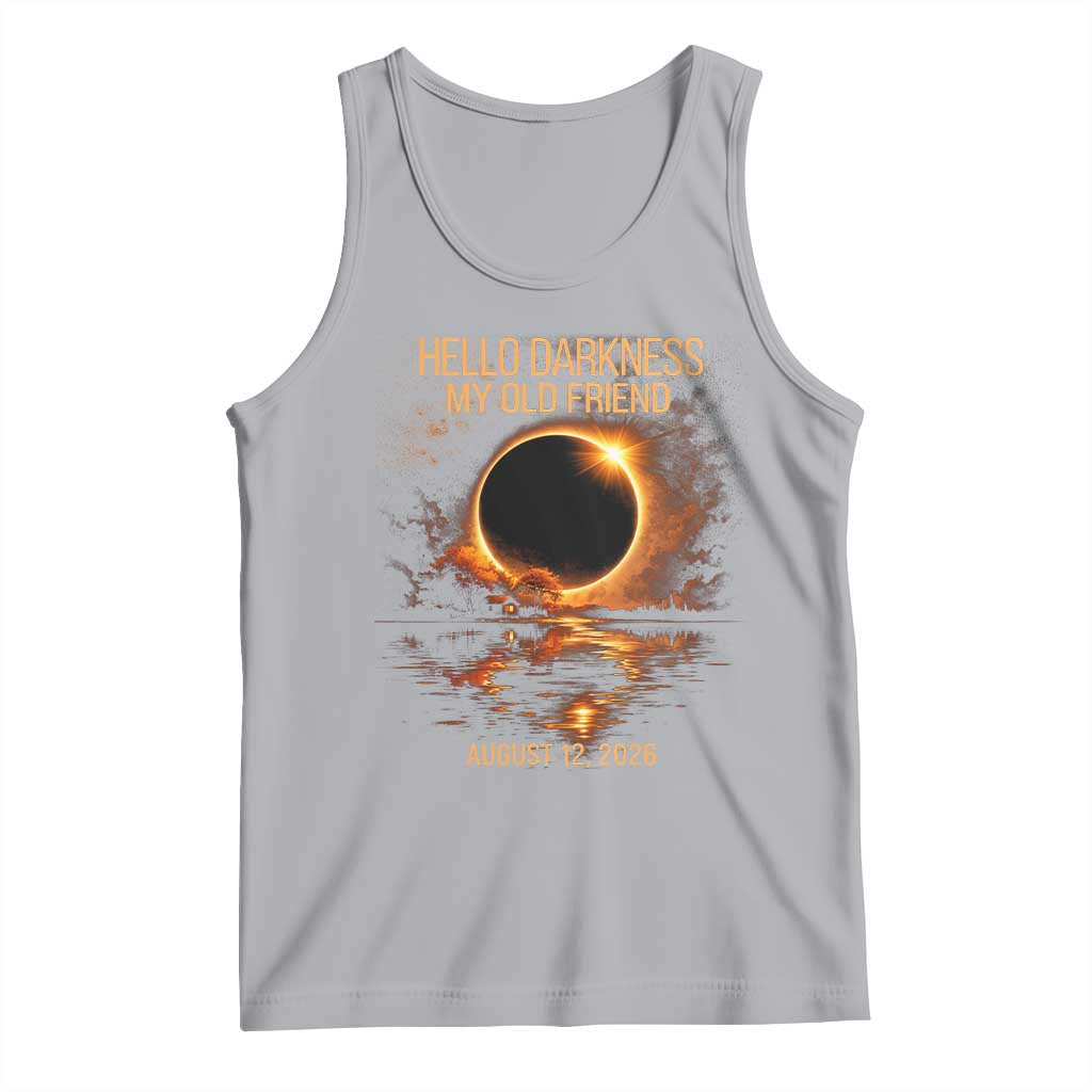 Solar Eclipse 2026 Tank Top Hello Darkness 12 August 2026 Totality Gift TS10 Athletic Heather Print Your Wear