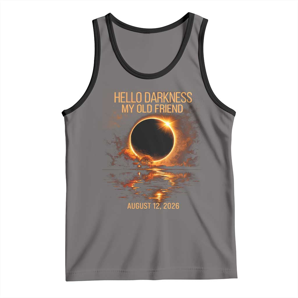 Solar Eclipse 2026 Tank Top Hello Darkness 12 August 2026 Totality Gift TS10 Deep Heather Black Print Your Wear