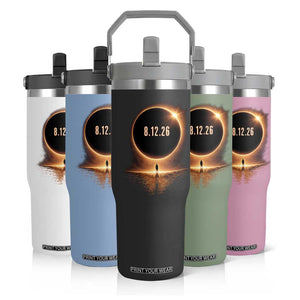 Total Solar Eclipse 2026 Flip Straw Tumbler August 12th Totality Gift TS10 Print Your Wear